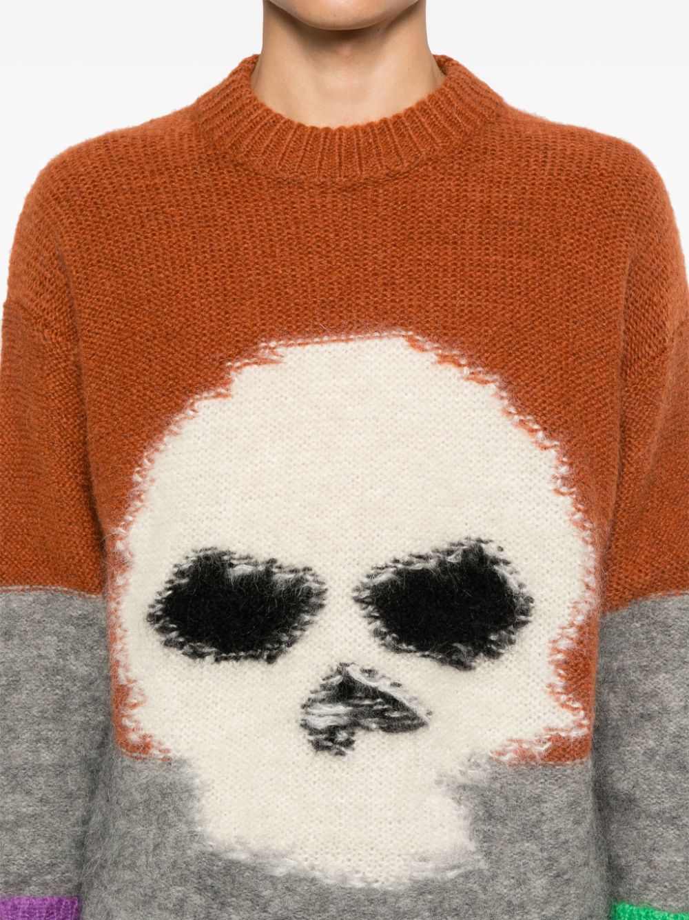skull intarsia-knit sweater