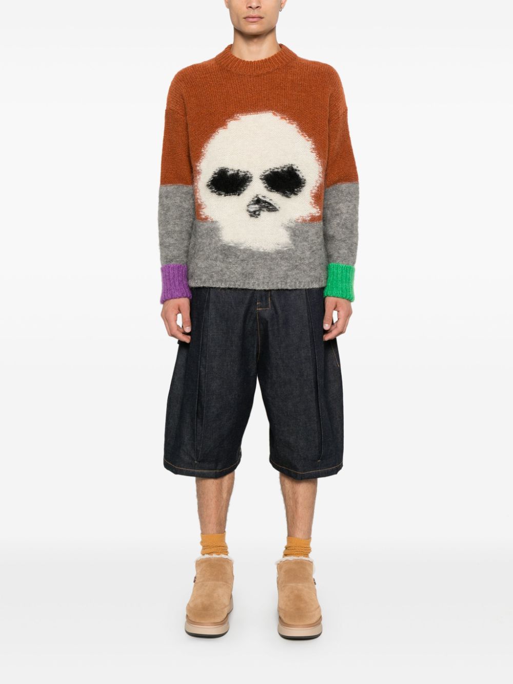 skull intarsia-knit sweater