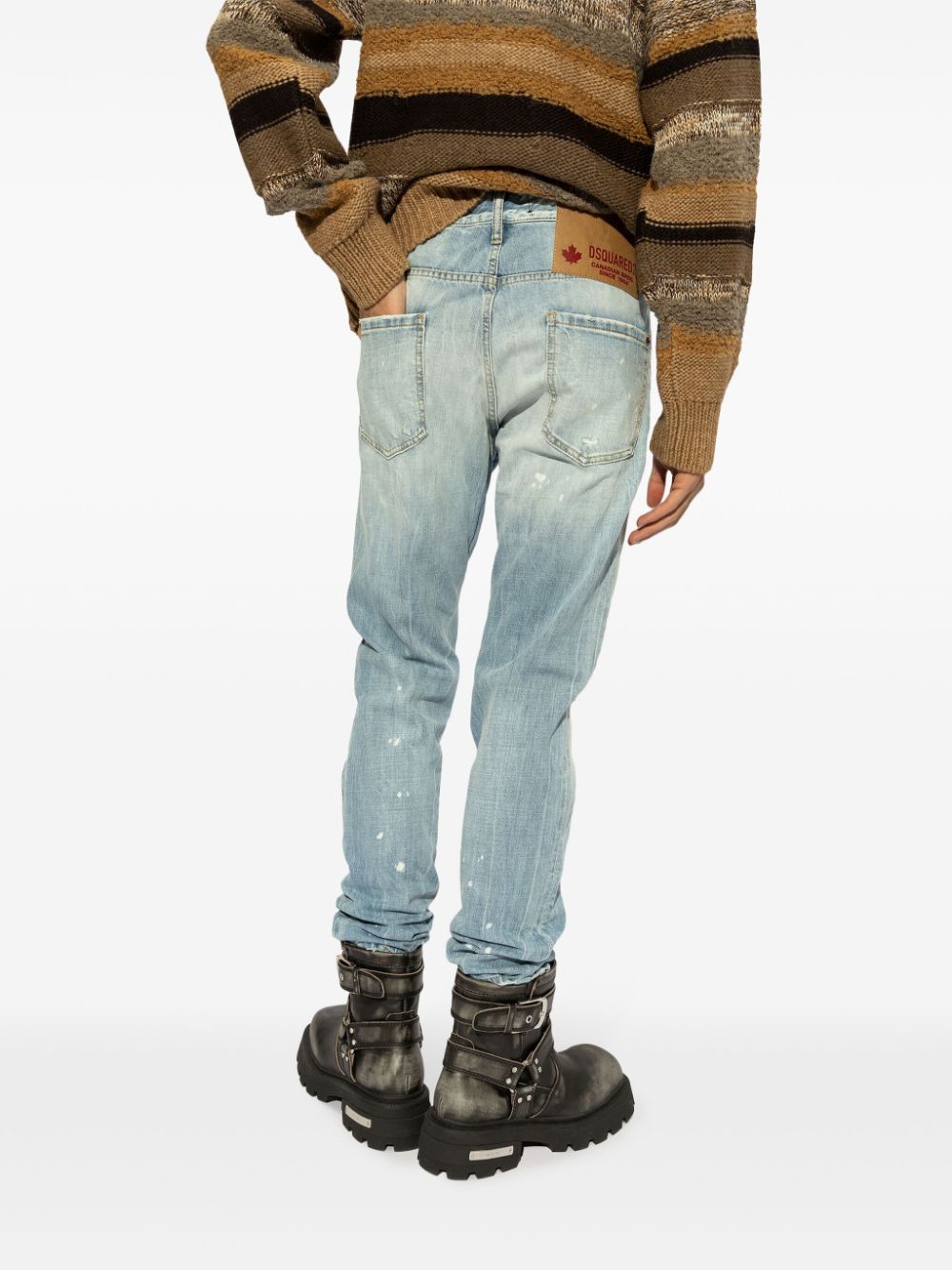 ripped slim-cut jeans